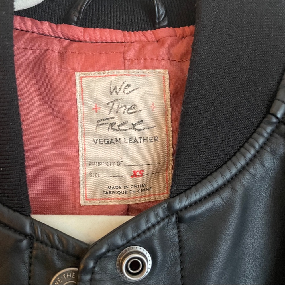 Free People Wild Rose Vegan Leather Bomber Jacket - Picture 3 of 8